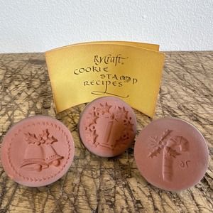 Vintage Rycraft Cookie Stamp Set Of 3 Christmas Theme Candy Cane Dated 76